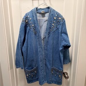 Vintage Embellished Blue Denim Jacket